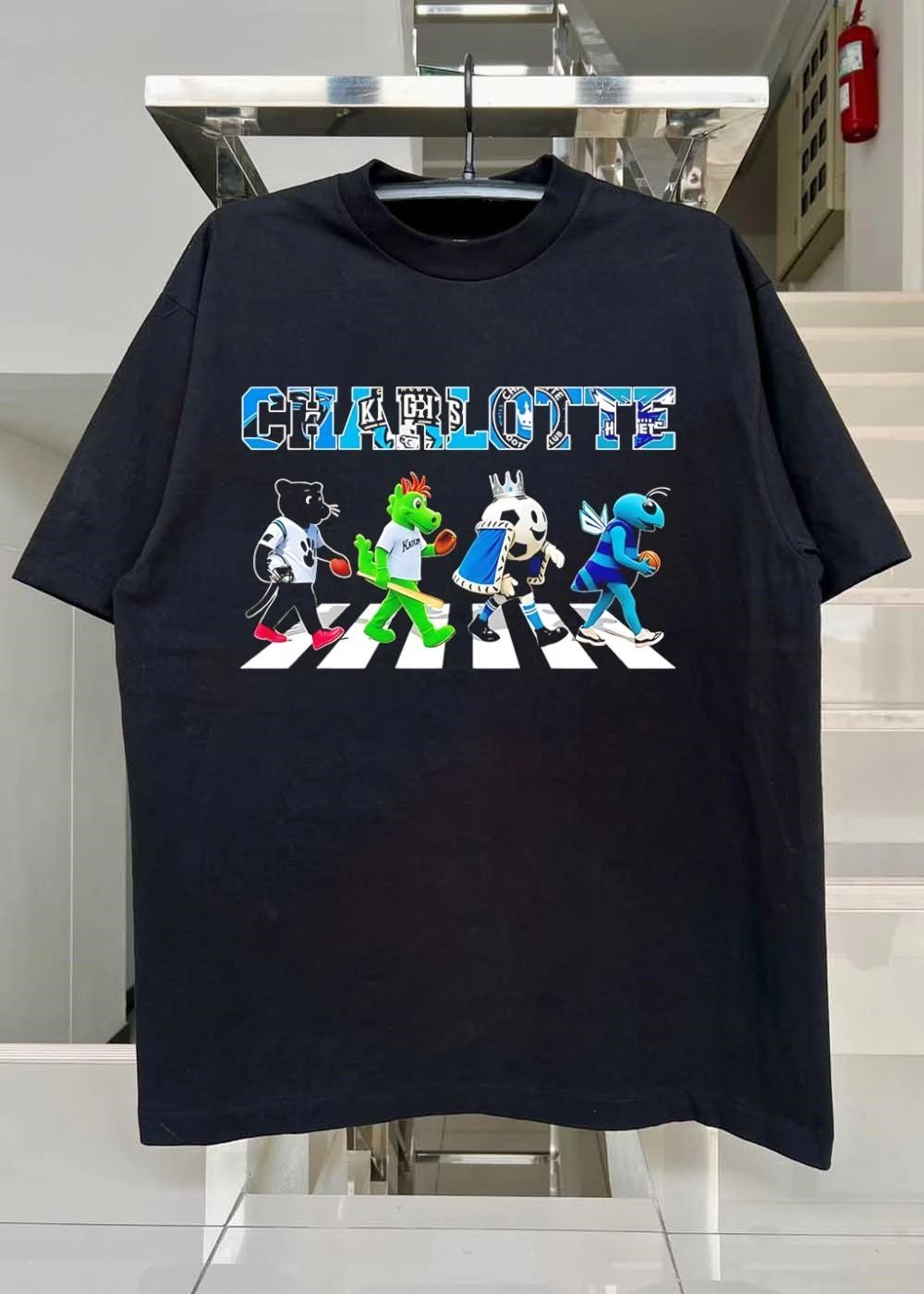 Charlotte Mascots Abbey Road Walk Carolina Panthers Knights FC Hornets shirt
