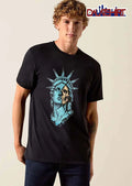 Statue Of Liberty Cracked Head Exposing Half Skull Line Art shirt