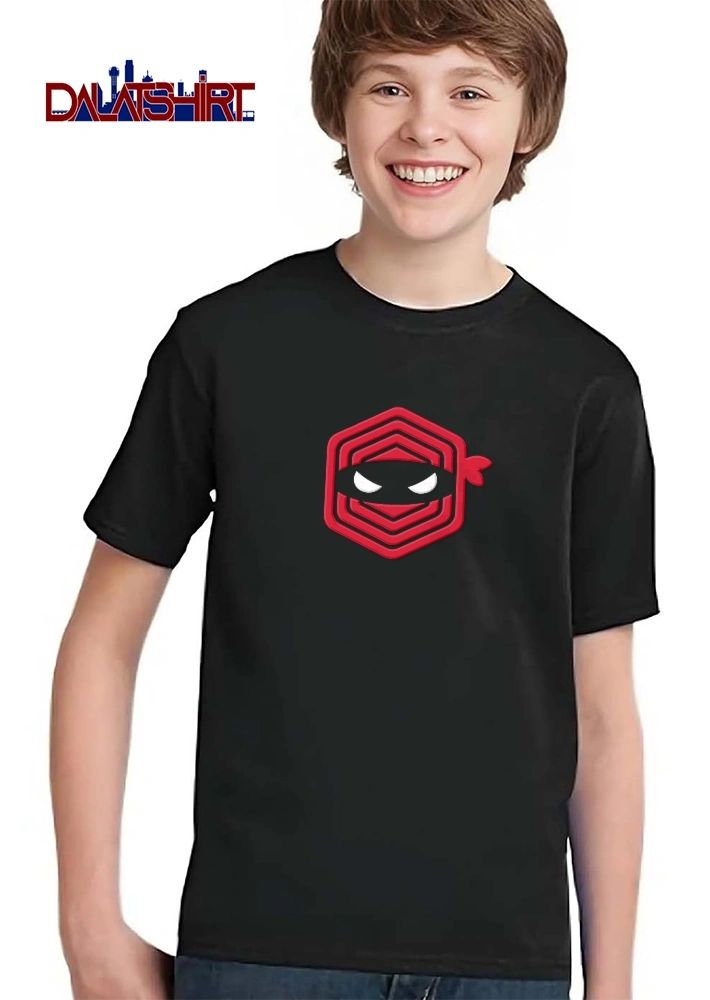 Geometric Red Hexagon Pattern Masked Ninja Face White Slanted Eyes shirt