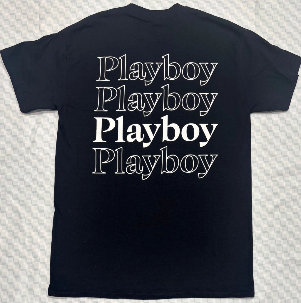 Playboy Bunny Stacked Logo T Shirt SIZE MD,LG,XL