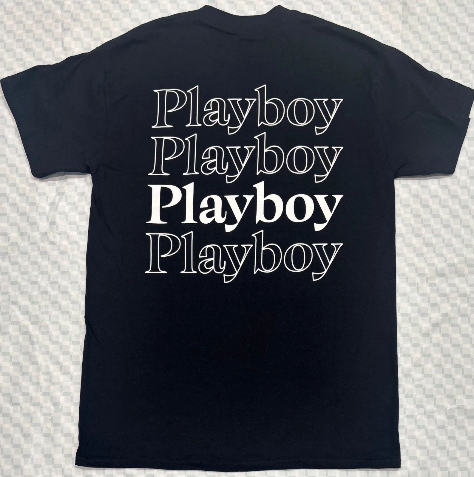 Playboy Bunny Stacked Logo T Shirt SIZE MD,LG,XL