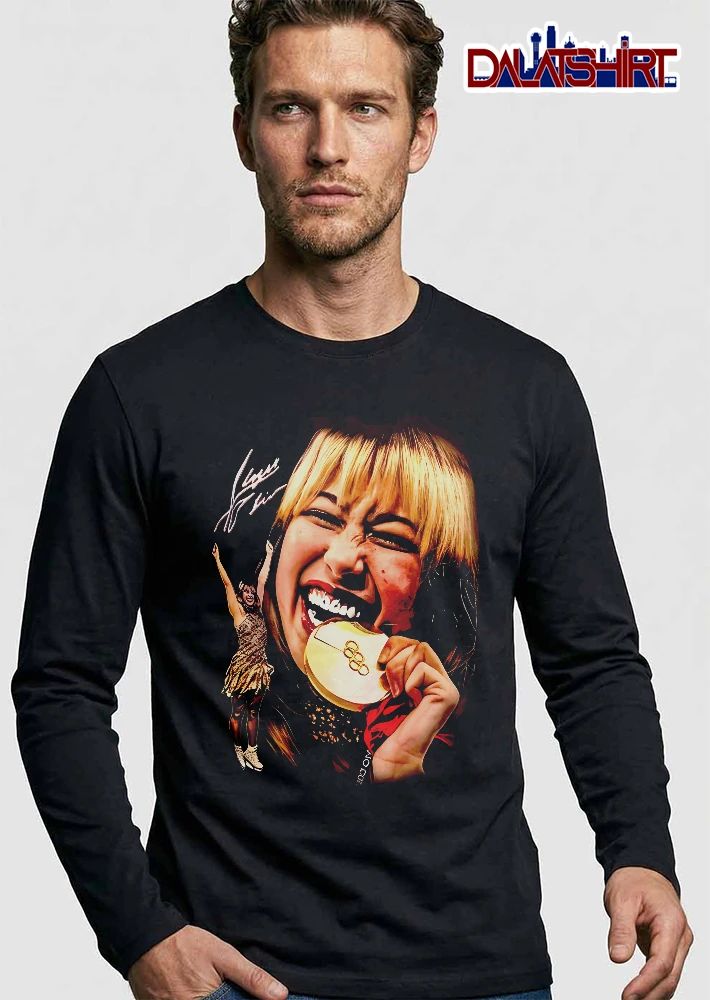 Tara Lipinski Biting Gold Medal Celebrating Figure Skater Photo shirt