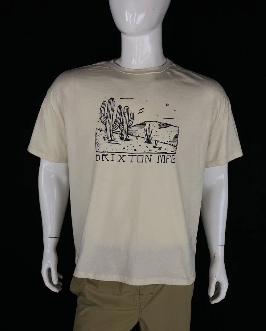 Brixton Mfg. Cactus Graphic Ivory T Shirt, A Grade, Men's Size Medium, Wide
