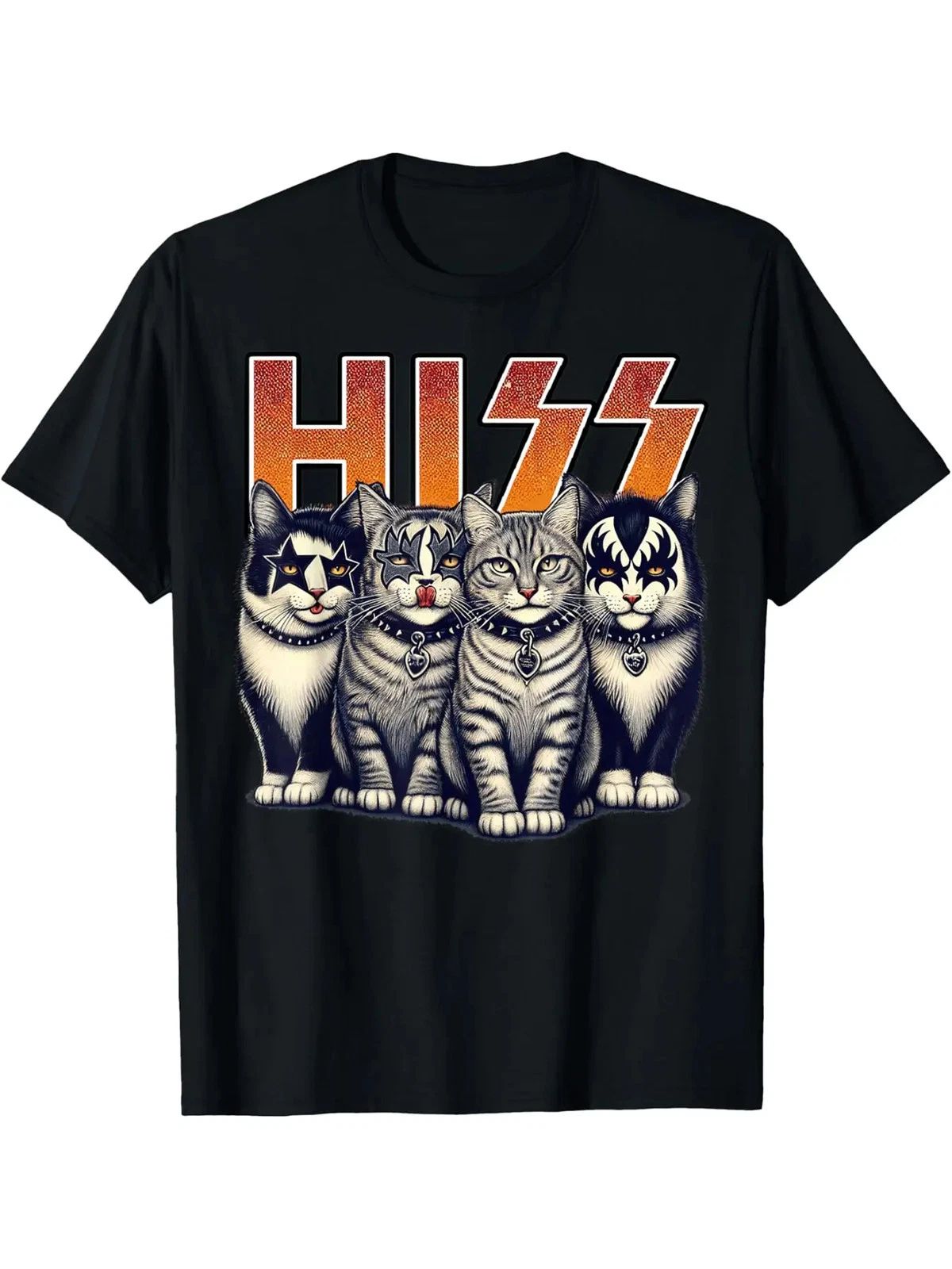 Cute Hiss Cats Rock Kittens Kitty Rocking Music Cat Lovers Men T-Shirt Men Woman