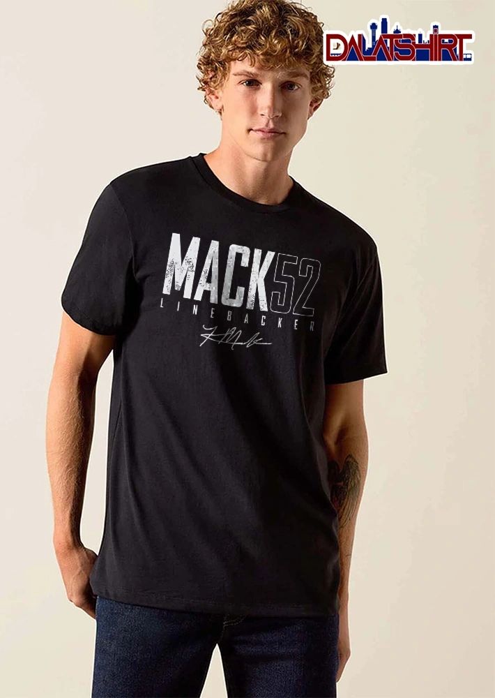 Mack 52 Linebacker Distressed Text Outline Number Handwritten Signature shirt