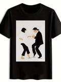 Men'S Black "Pulp Fiction" Graphic T-Shirt - Casual Crew Neck, Short Sleeve, Pol