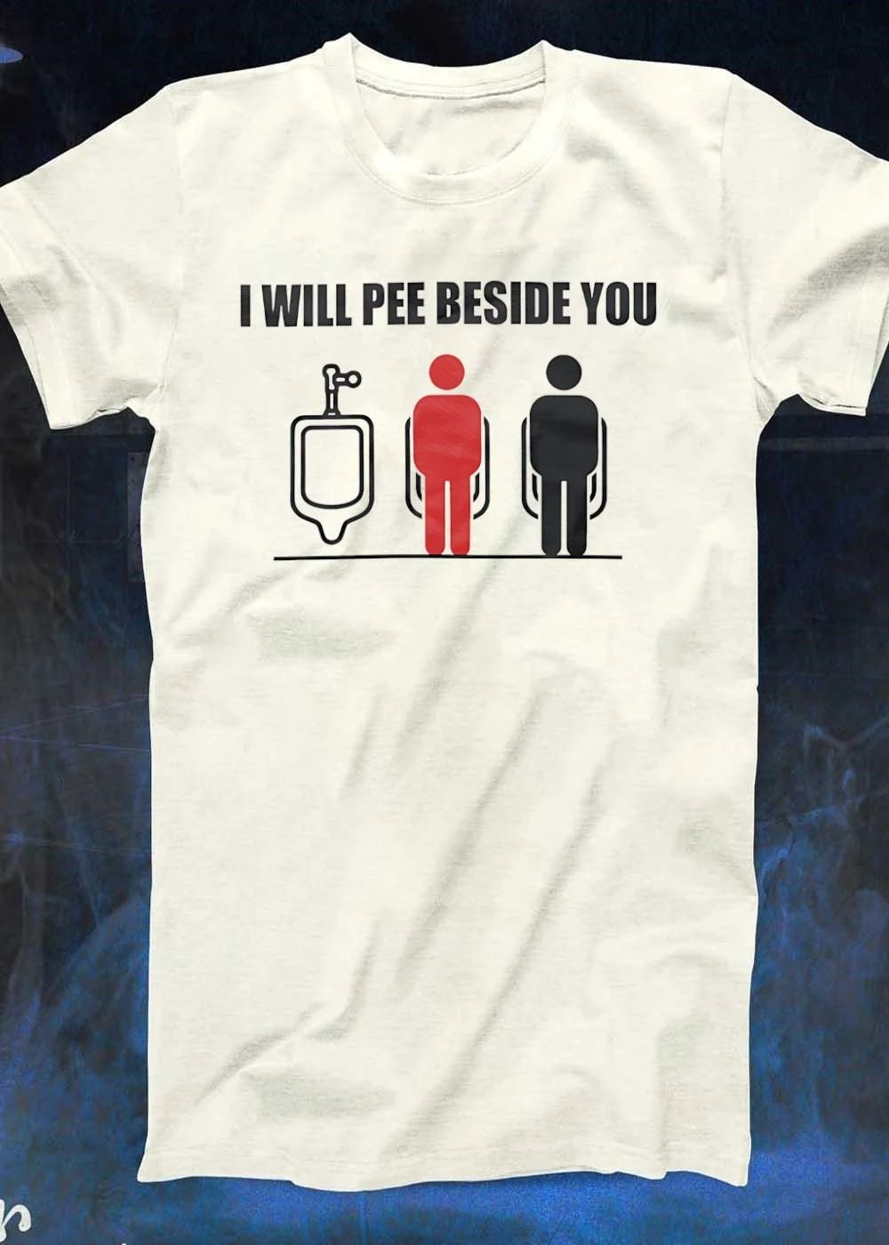 I Will Pee Beside You Red Black Human Figures At Urinals Line Art shirt