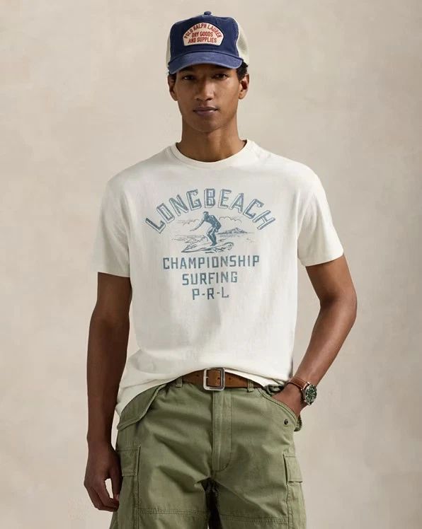 POLO RALPH LAUREN Short Sleeves Crew Neck Graphic Print, White, XXL