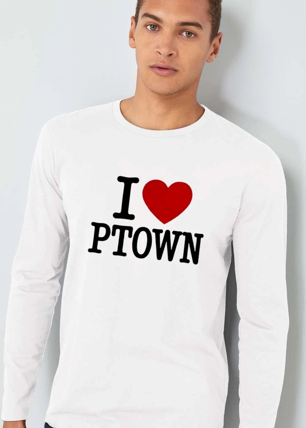 I Love Ptown Bright Crimson Heart Bold Block Typography shirt