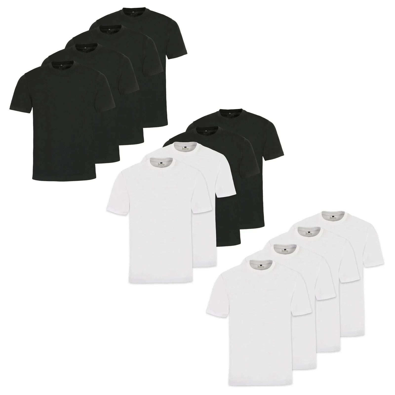 hajo men's t-shirt, 4 pack - basic, short sleeve, crew neck, cotton, plain