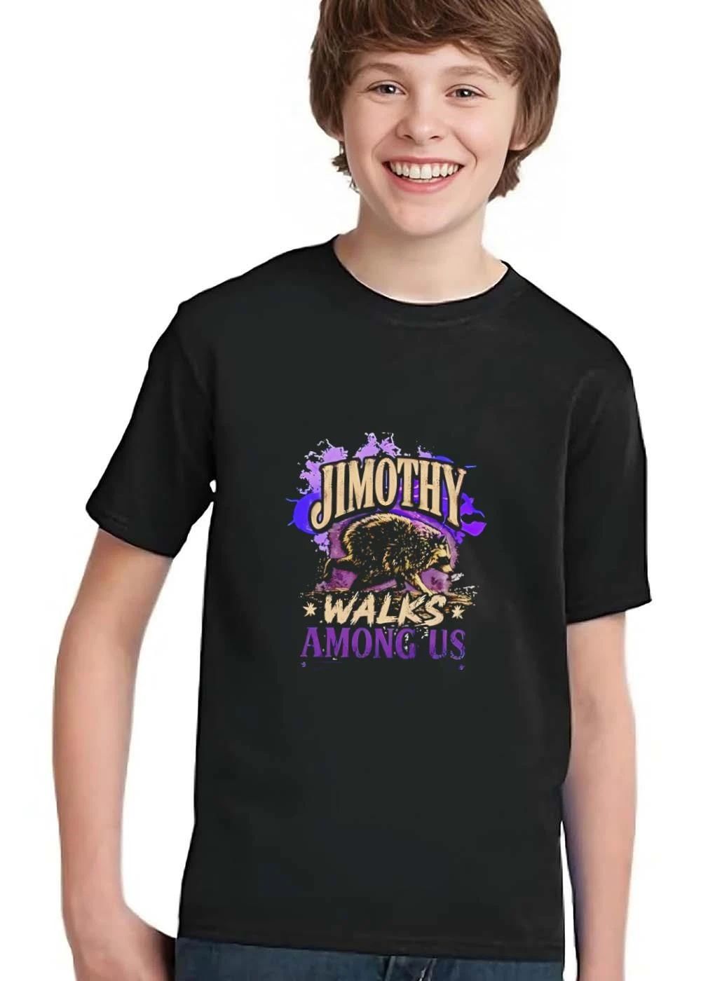 Jimothy Walks Among US Raccoon Purple Paint Splatter Distressed shirt