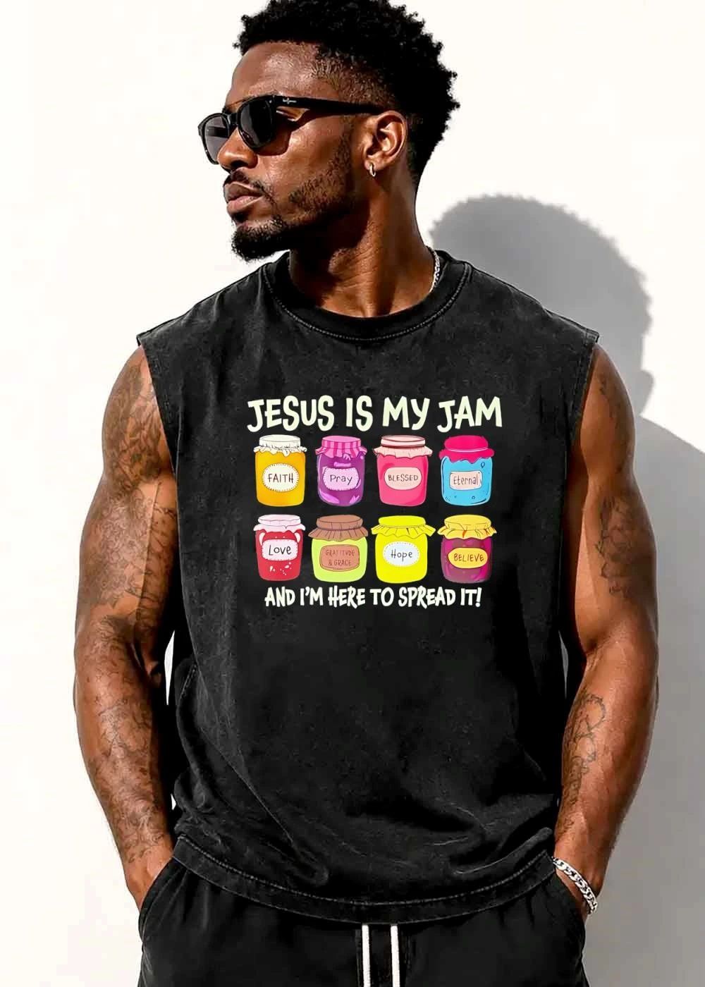 Jesus Is My Jam And Im Here To Spread It Eight Cartoon Jars With Labels shirt
