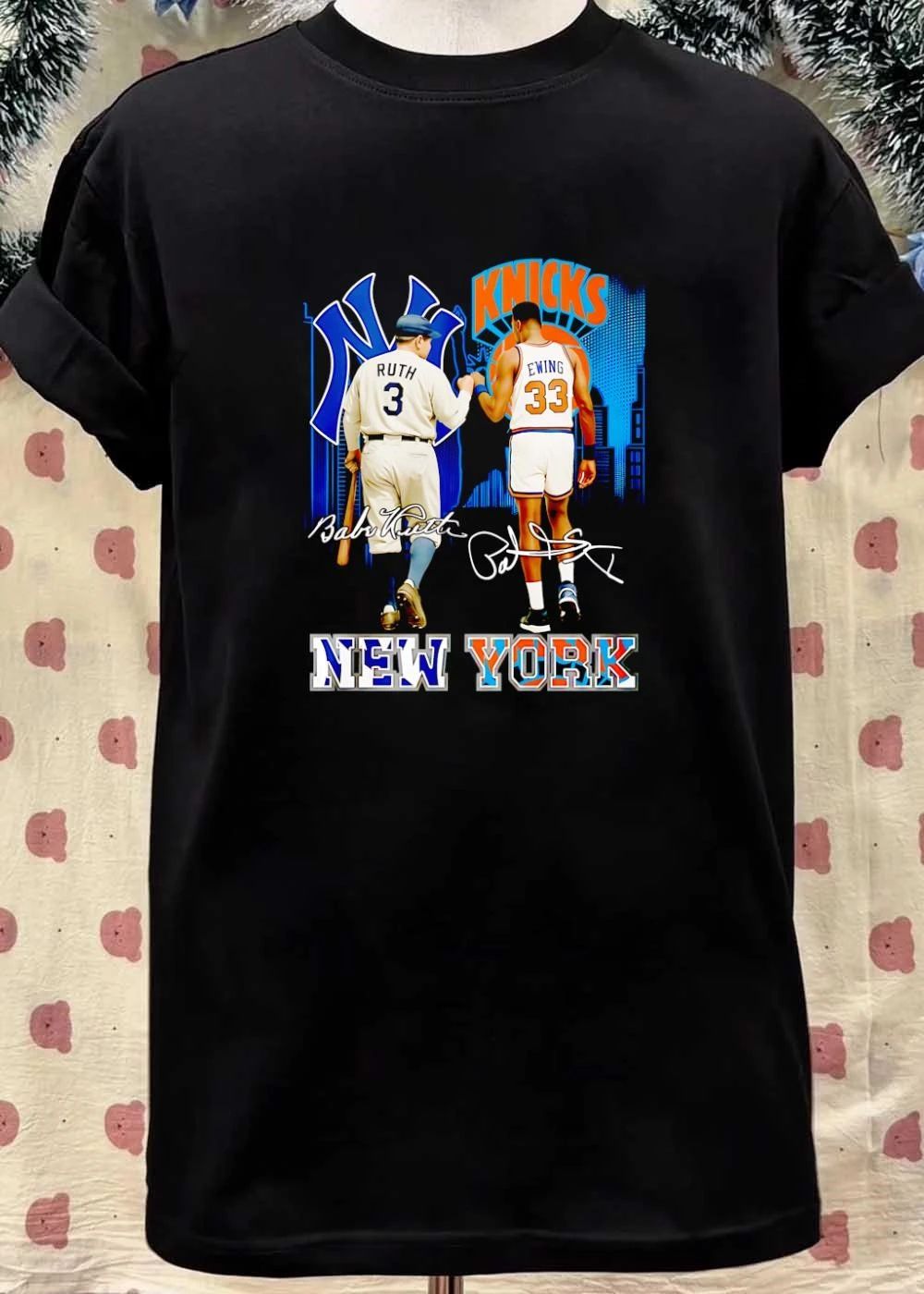 Babe Ruth and Patrick Ewing Fist Bump New York Yankees Knicks T-Shirt