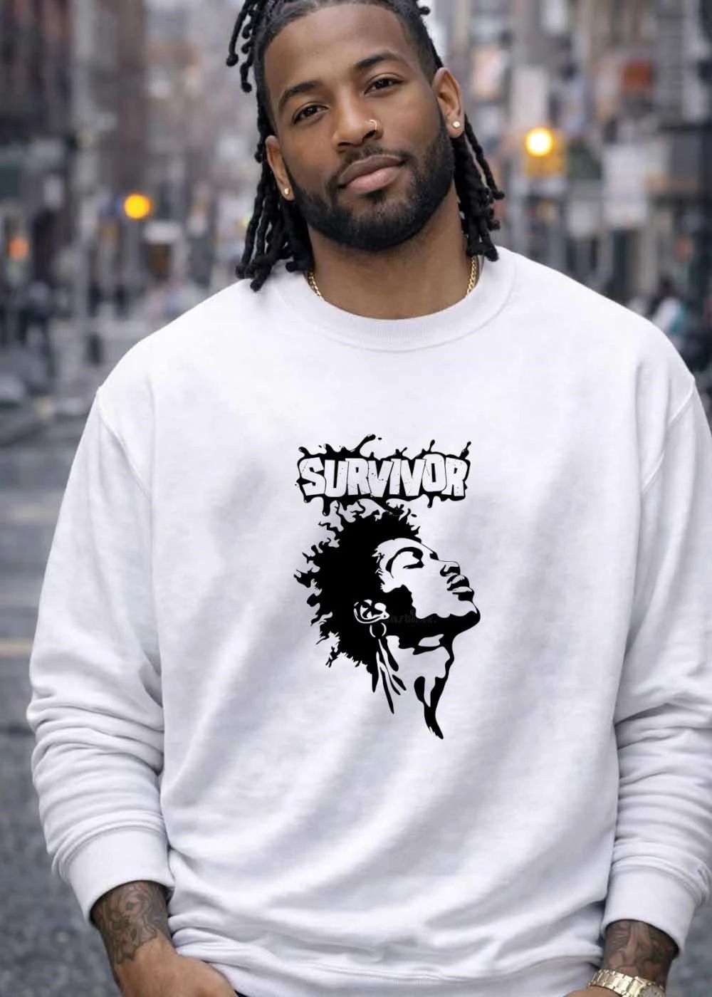Black Power Art Survivor Profile Graphic T-Shirt