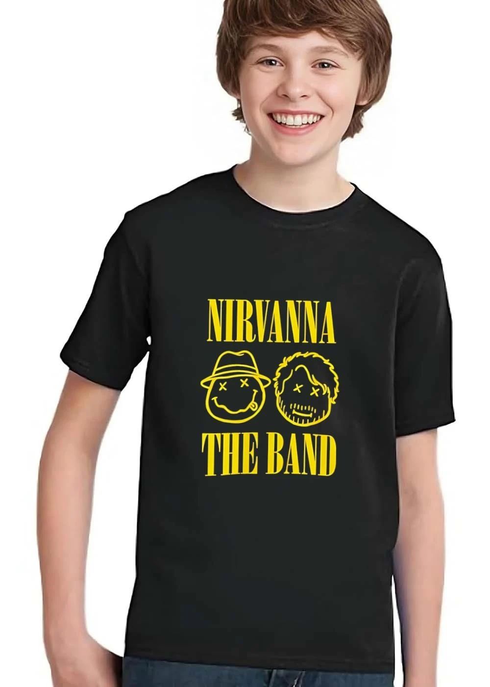 Nirvanna The Band Yellow Line Art Sketch Smiley Characters shirt