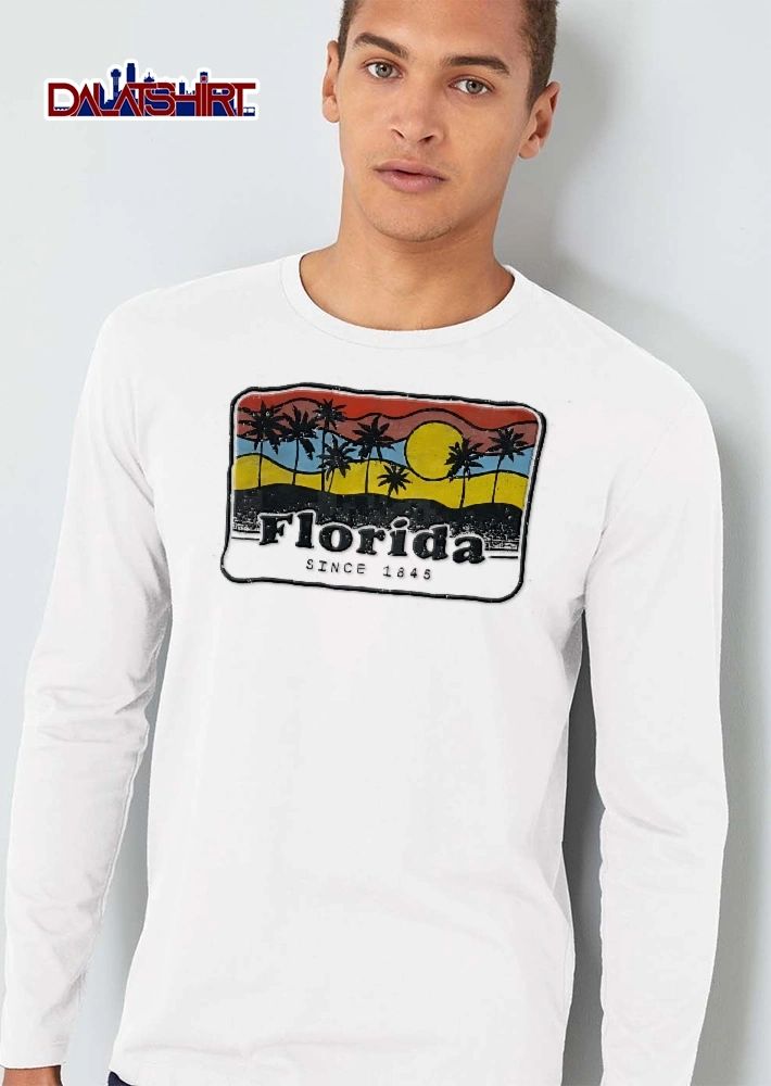 Florida Since 1845 Vintage Retro Distressed Palm Trees Sunset Landscape shirt