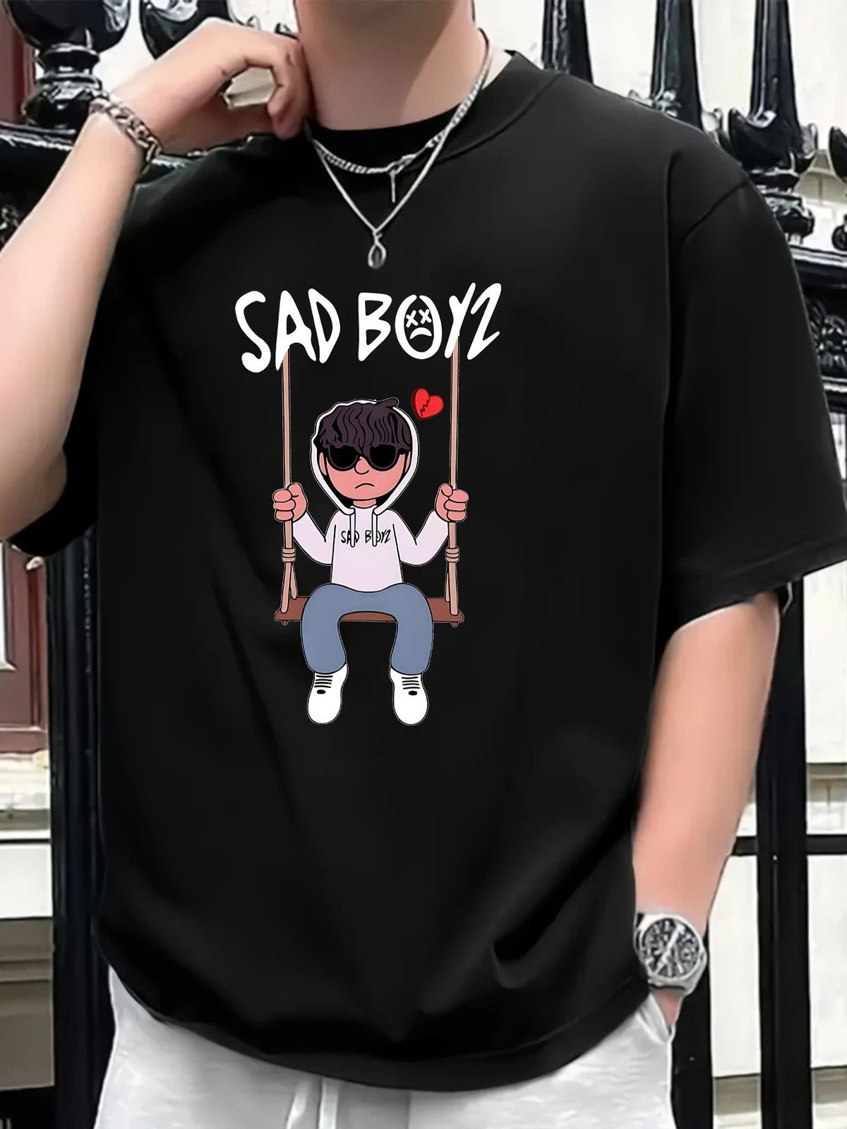 Sad Boyz Graphic T Shirt Cute Cartoon Sad Boy Streetwear Tee