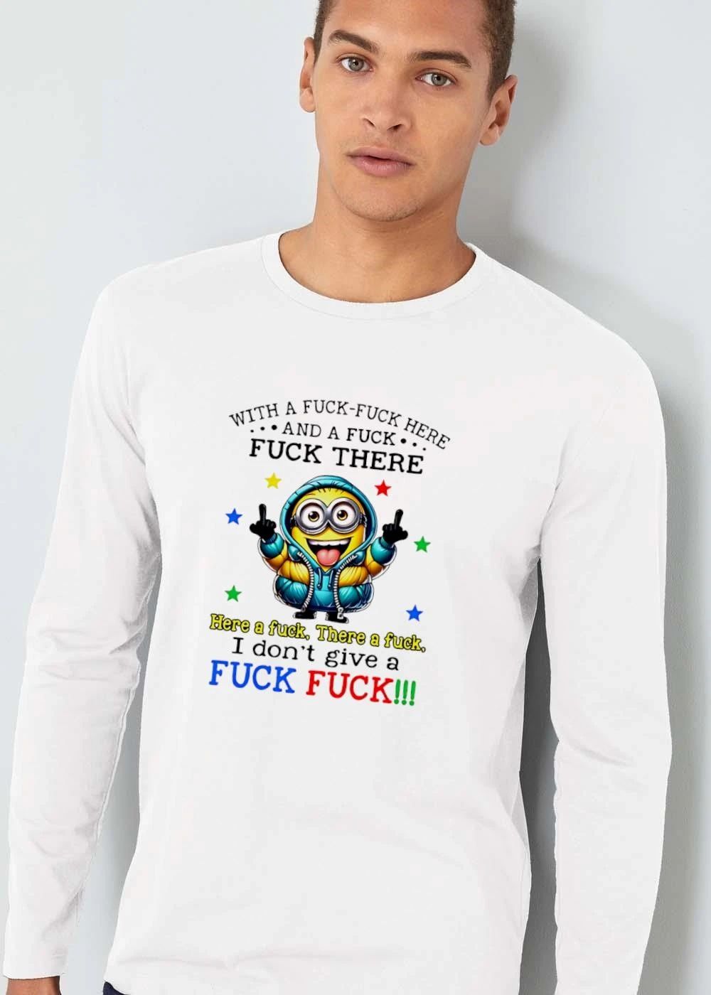 With A Fuck Here And There I Dont Give Cartoon Minion Middle Fingers Stars shirt