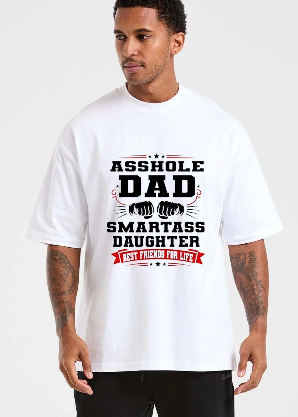 Asshole Dad Smartass Daughter Friends For Life Two Fist Bump Red Banner Stars shirt