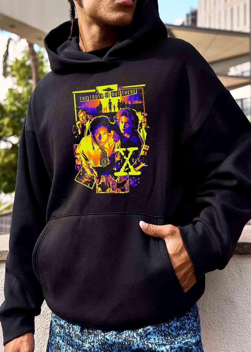 The X Files Truth Is Out There Mulder Scully Ufo Alien Neon Collage shirt