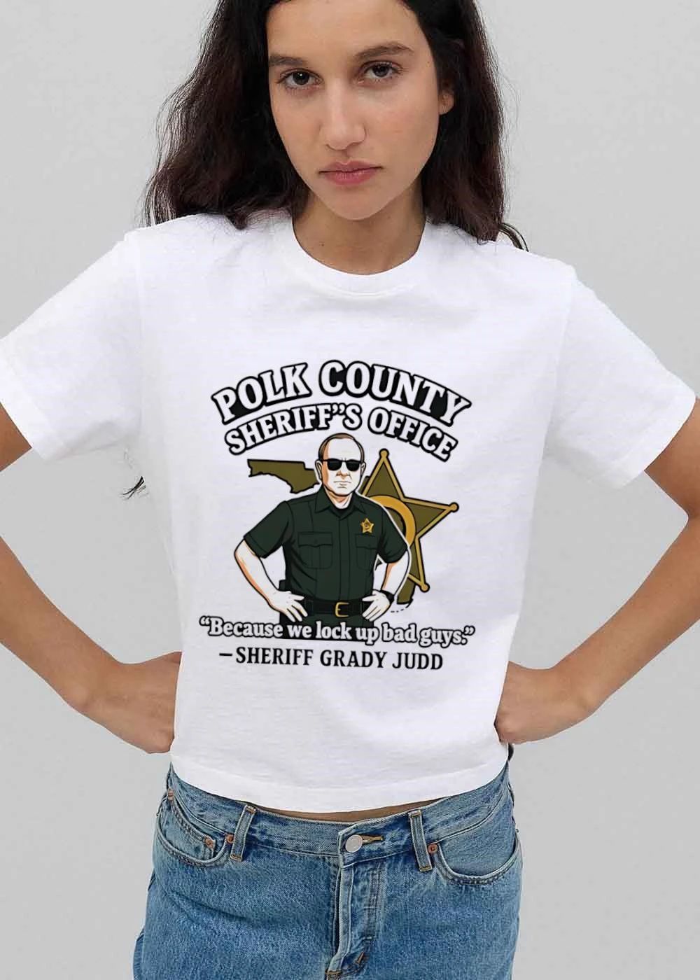 Polk County Sheriffs Office Because We Lock Up Bad Guys Sheriff Grady Judd Cartoon Caricature shirt
