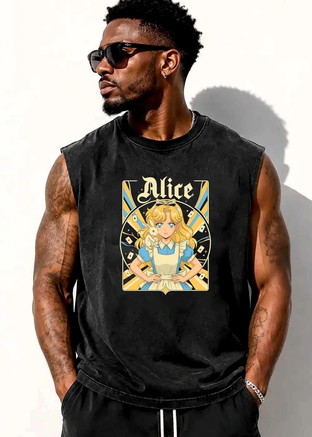 Alice Cartoon Blonde Girl White Rabbit Floating Playing Cards shirt