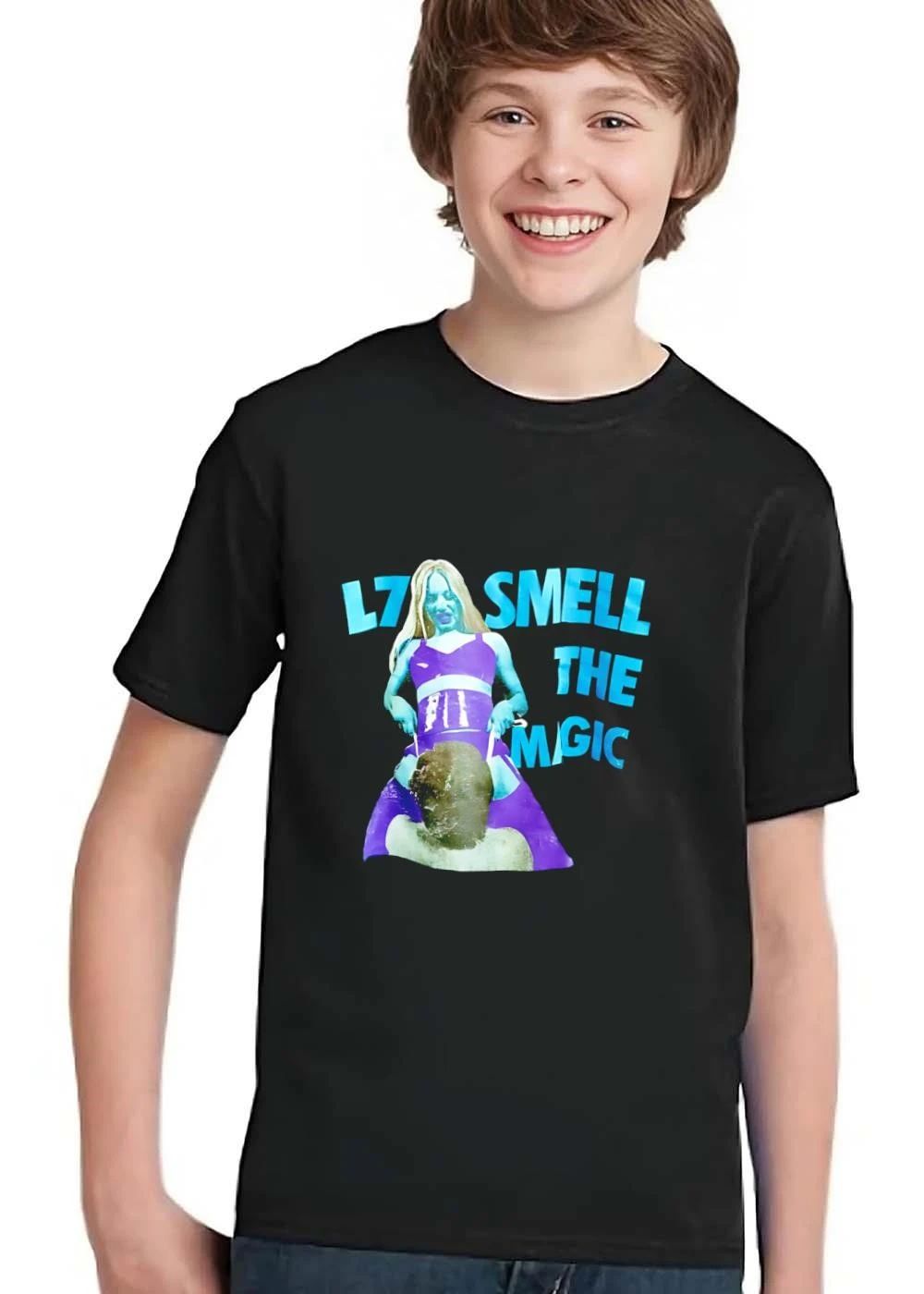 L7 Smell The Magic Blue Tint Woman Purple Outfit Album Cover Collage Photo shirt
