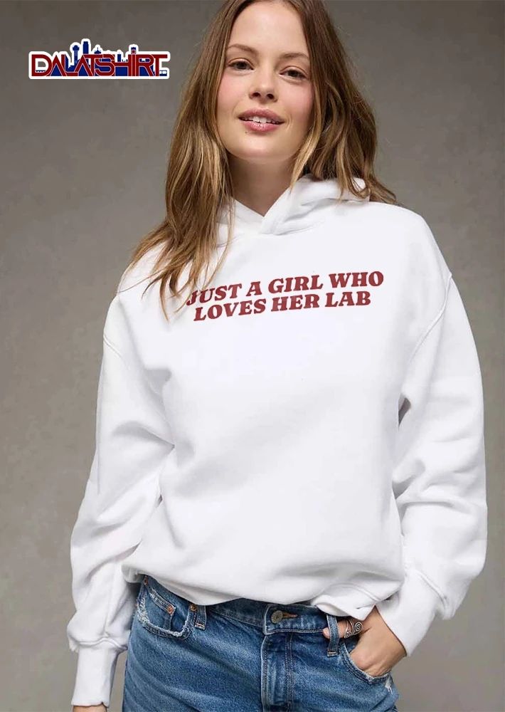 Just A Girl Who Loves Her Lab Red Beveled Serif Lettering shirt
