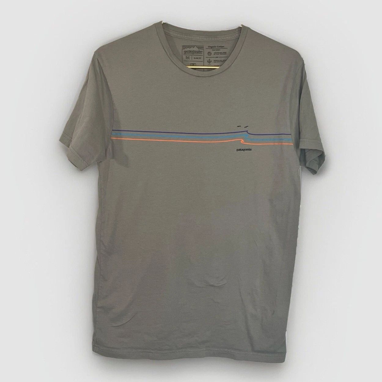Patagonia Shirt Mens Gray Slim Fit Tee Outdoors Hiking Mountains Size Medium