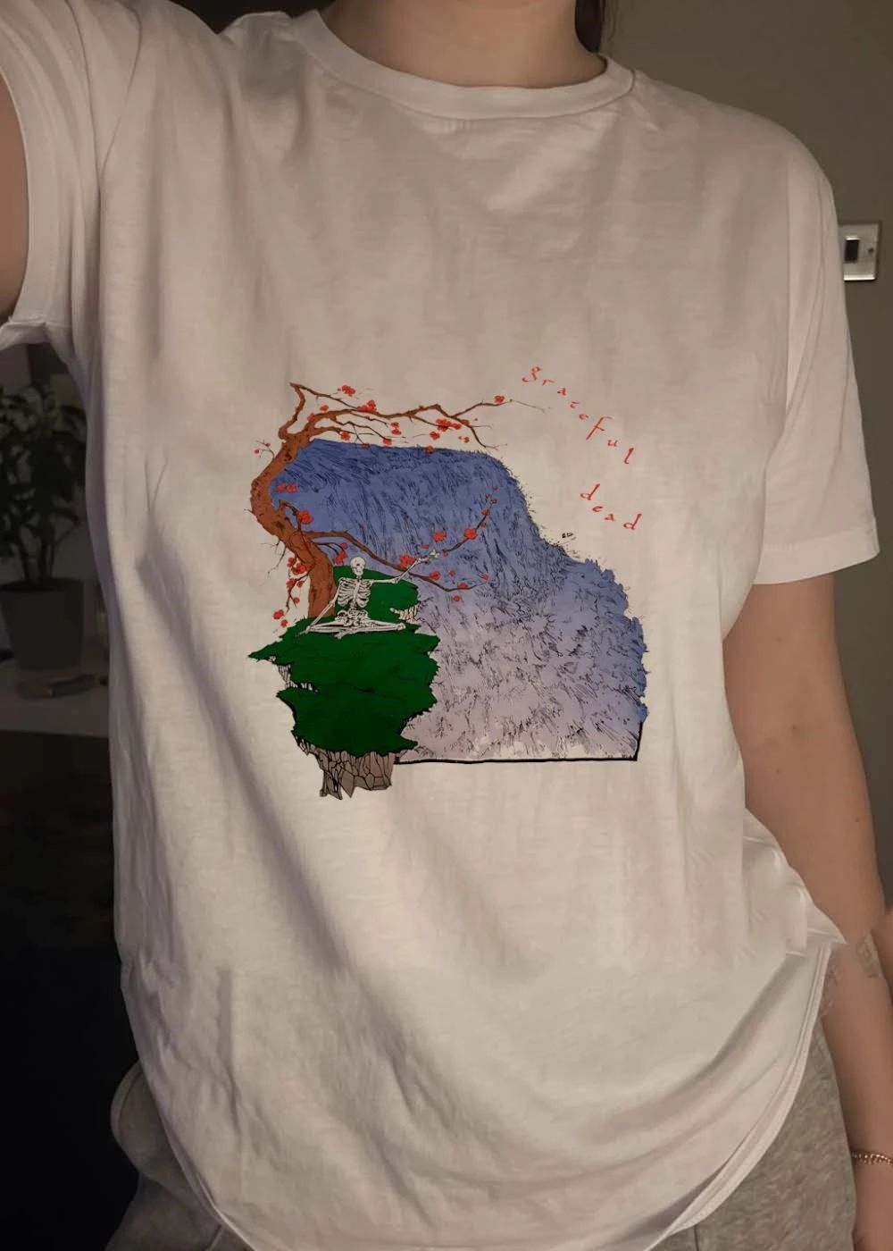 Skeleton Meditating Under Flowering Tree Grateful Dead T-Shirt