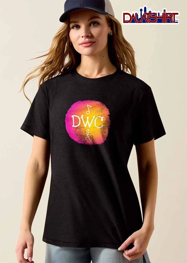 DWC Pink Orange Watercolor Circle Musical Note Awareness Ribbon shirt