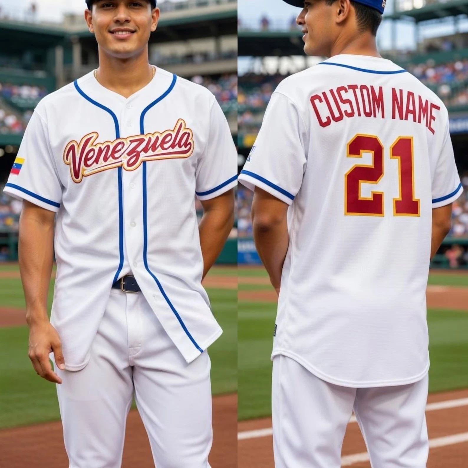 Custom Venezuela Baseball Jersey Personalized Name Number Team Style Fan S-5XL