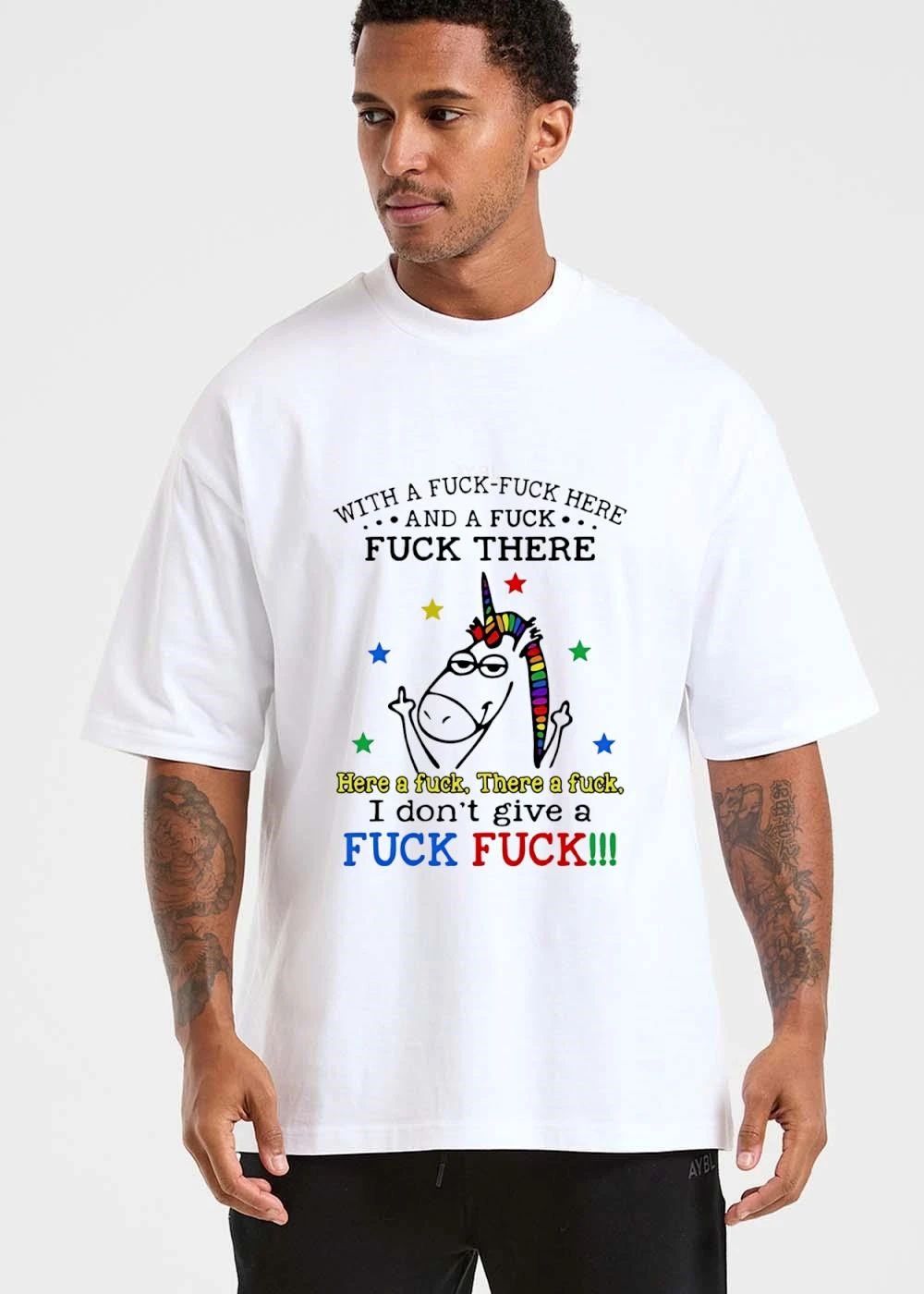 With A Fuck Here And There I Dont Give Cartoon Rainbow Unicorn shirt