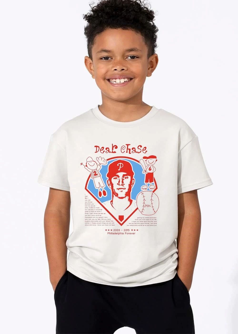 Philadelphia Phillies MLB Dear Chase Forever Mac 2003 2015 Stylized Red Player Portrait Baseball shirt