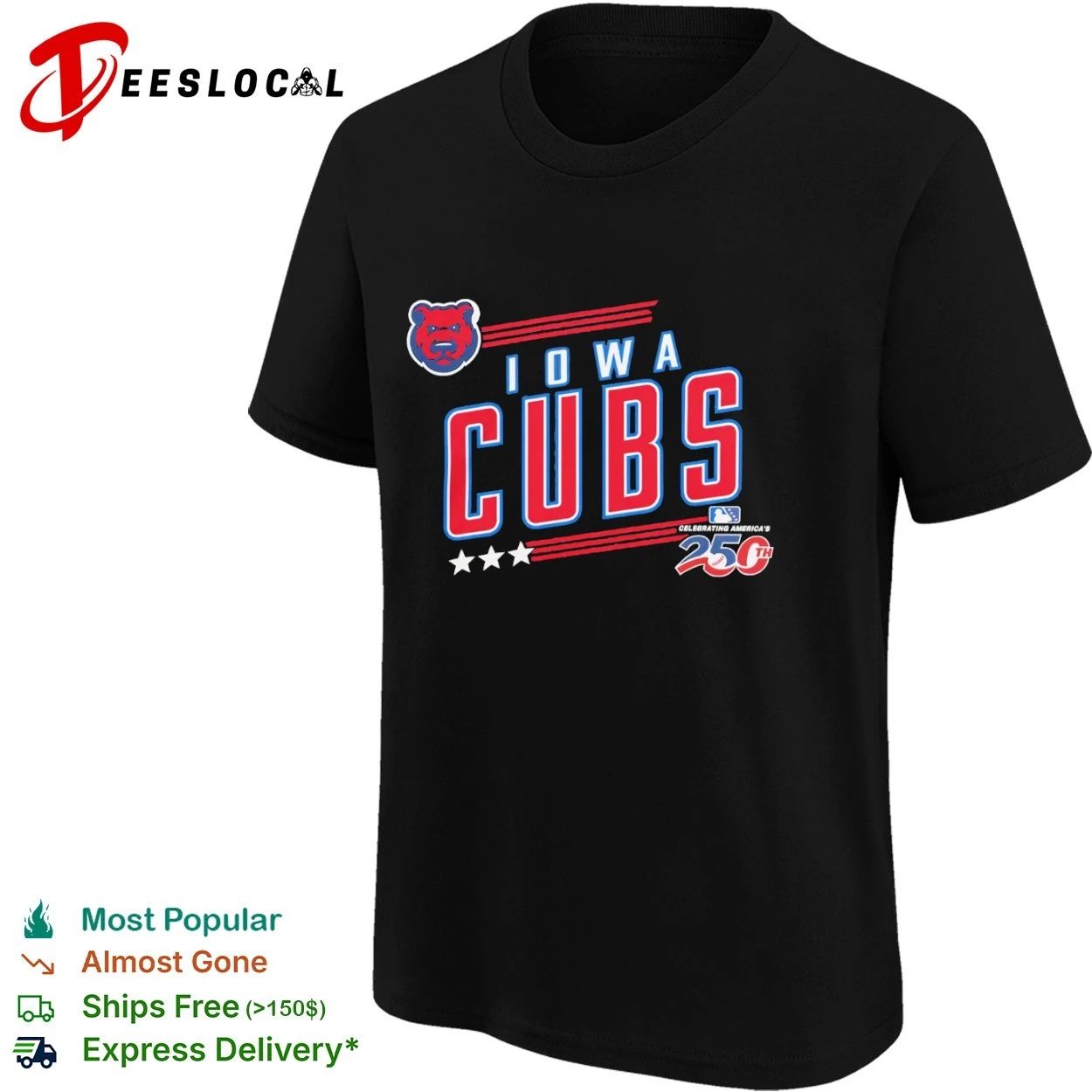 Iowa Cubs Celebrating America 250th Anniversary T-shirt