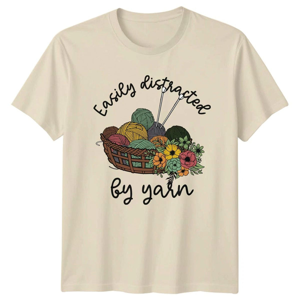 Easily Distracted By Yarn T-Shirt Knitting Crochet Gift For Him And Her