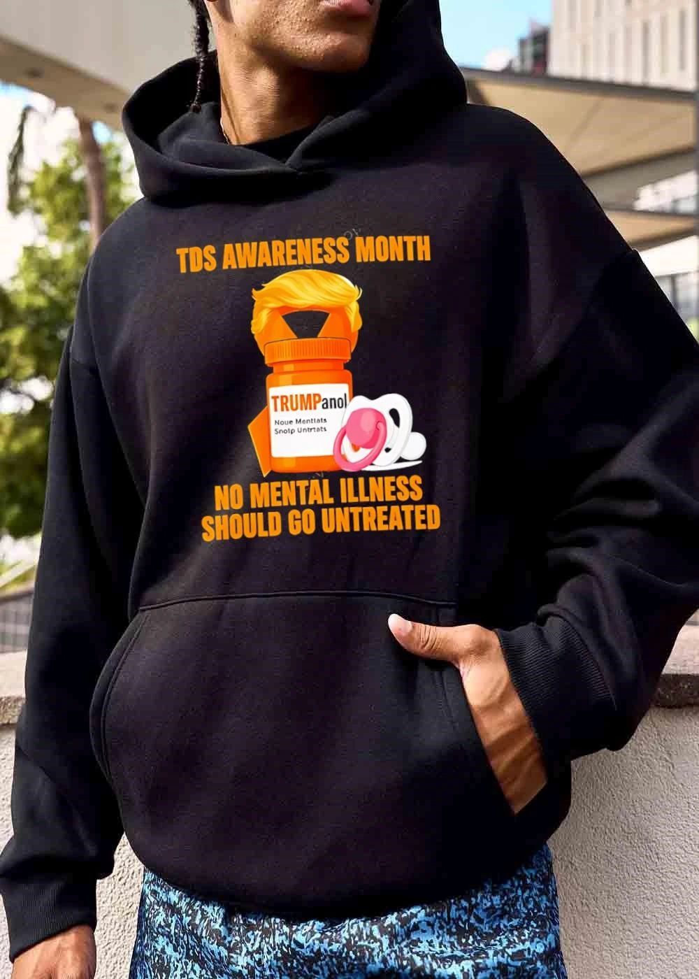Tds Awareness Month Trumpanol No Mental Illness Should Go Untreated Orange Pill Bottle Pacifier Cartoon shirt