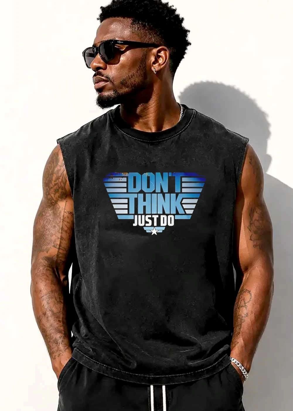 Dont Think Just Do Distressed Military Aviator Emblem Star Wings shirt