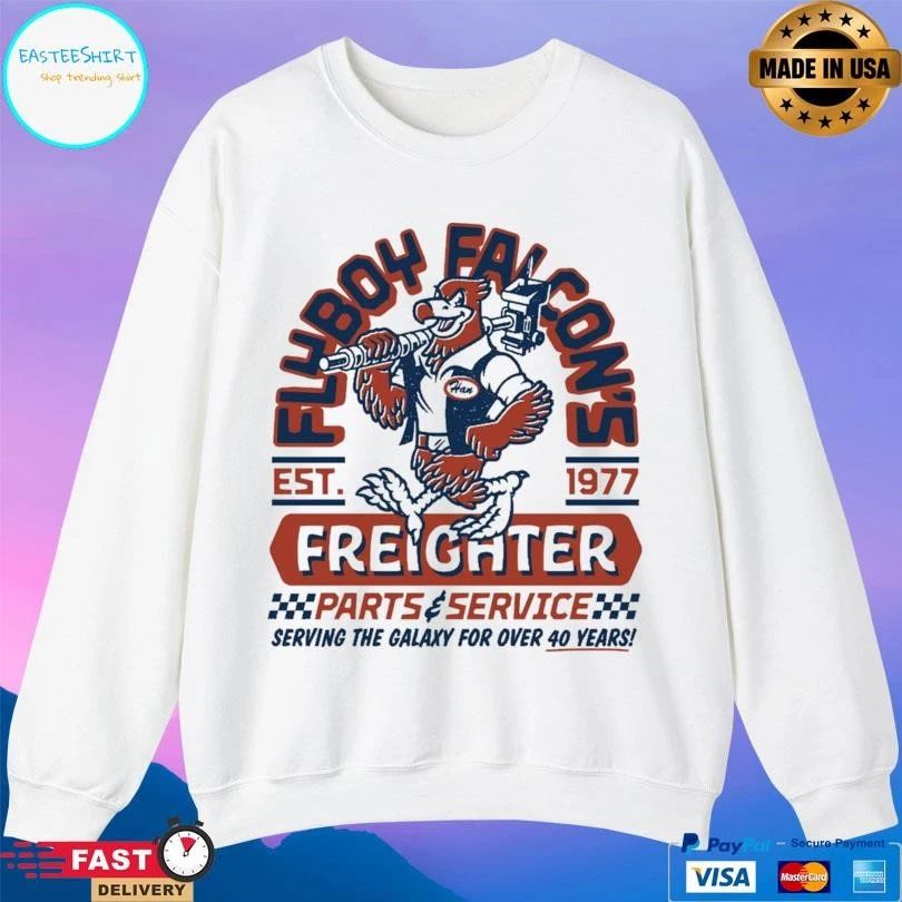 Flyboy Falcon Freighter Parts And Service Serving The Galaxy For Over 40 Years Est 1977 T-shirts