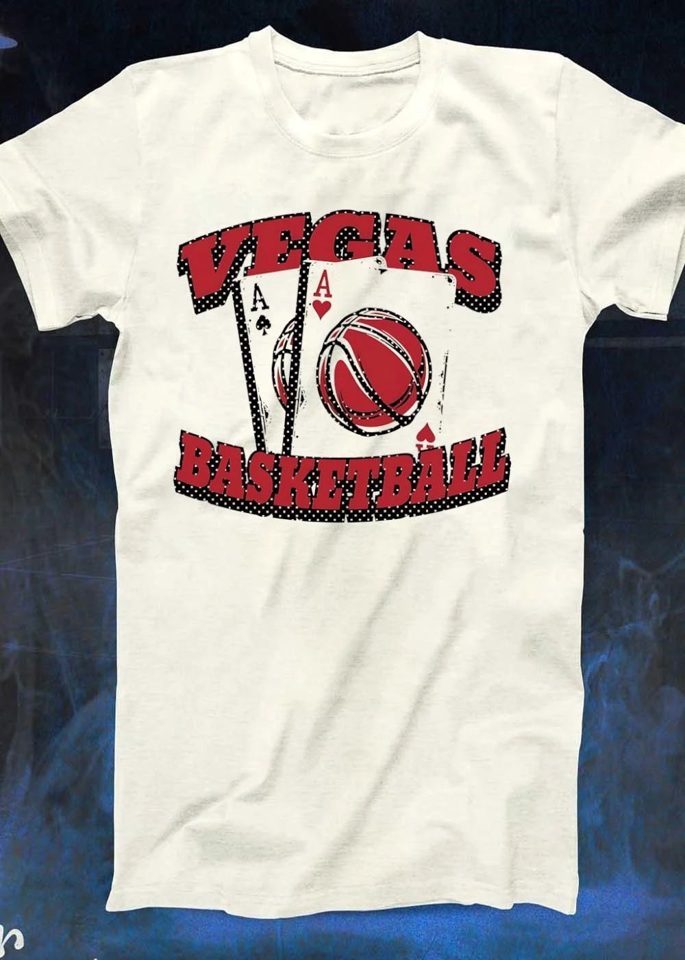Vegas Basketball Poker Playing Cards Aces Red Sport Logo T-Shirt