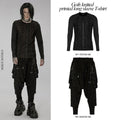 Punk Rave Gothic Knitted Printed Long Sleeve T-shirt Men Simple Casual Slim Tops