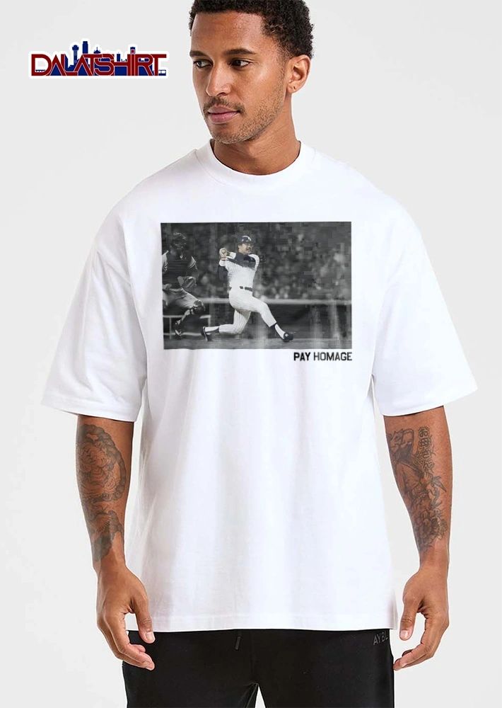 New York Yankees MLB Pay Homage Baseball Batter Swinging Photo Monochrome shirt