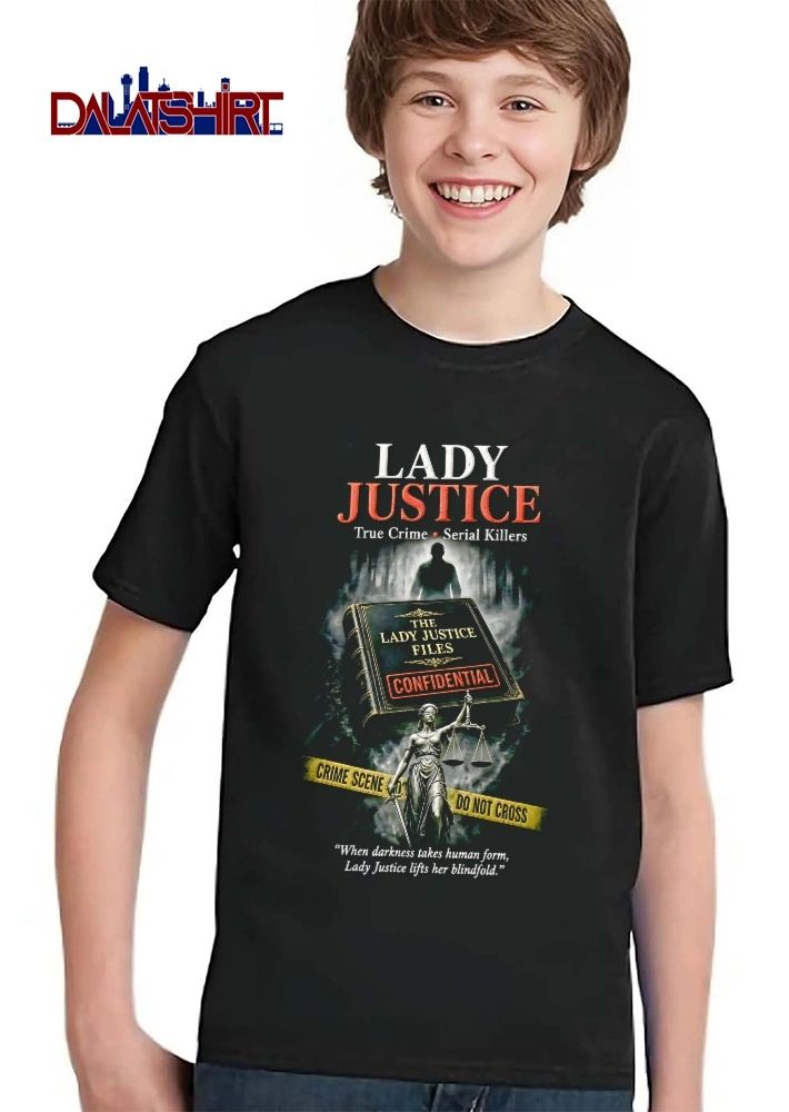 Lady Justice True Crime Serial Killers Confidential Scene Do Not Cross Book Silhouette Statue shirt