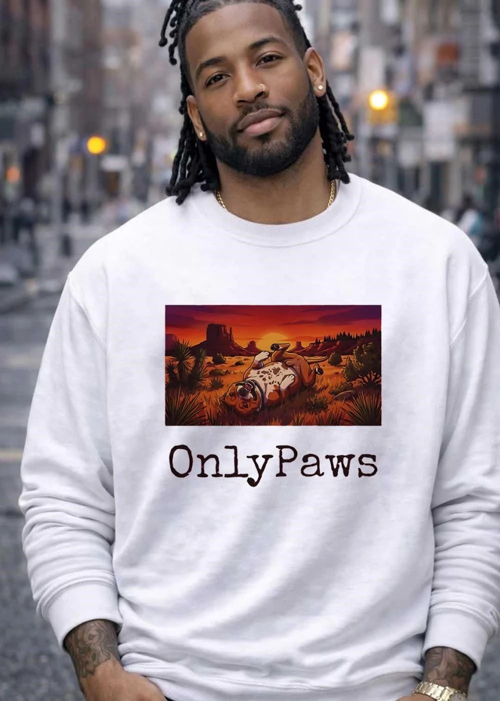 Desert Sunset Playful Pit Bull OnlyPaws shirt