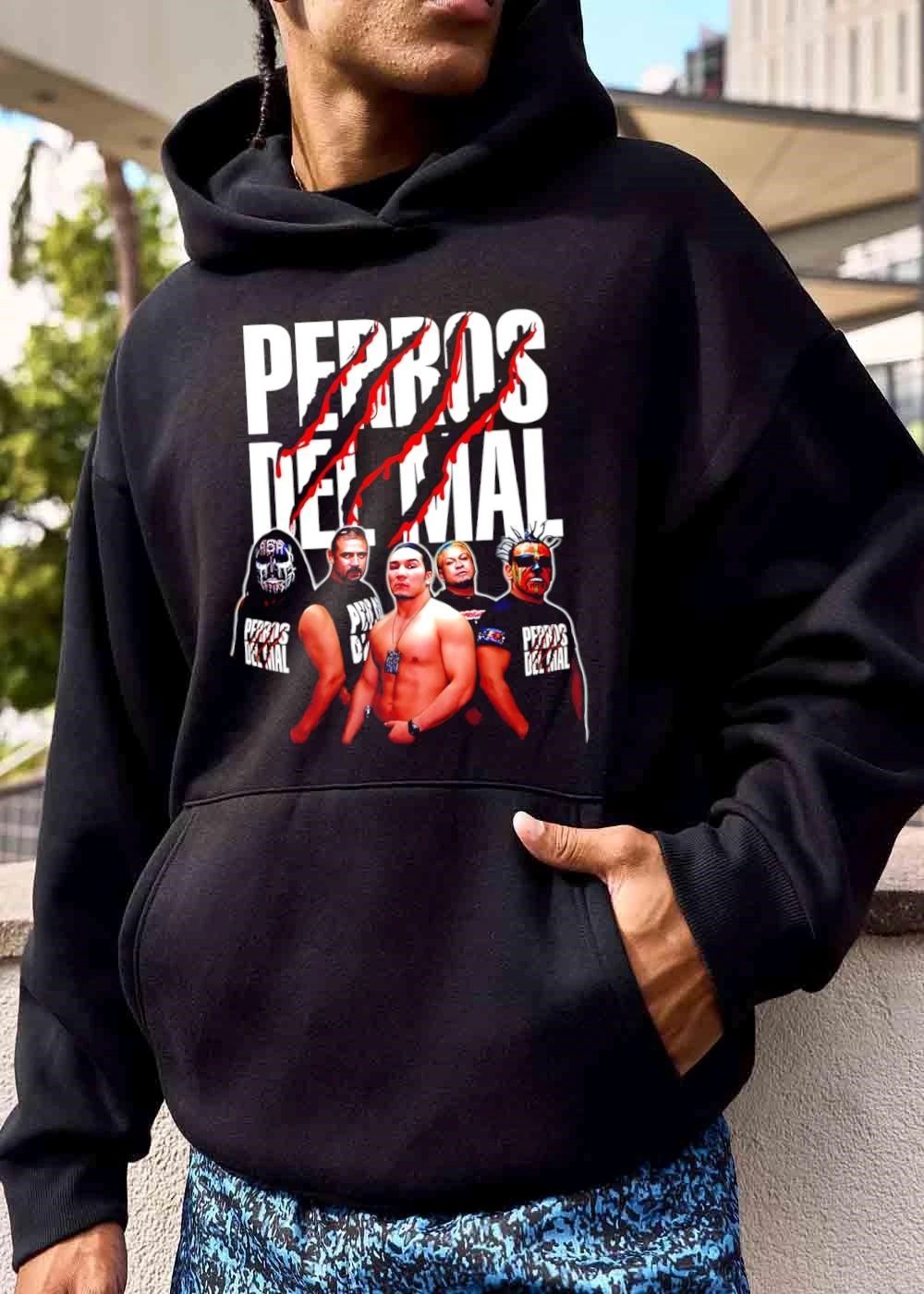 Perros Del Mal Five Lucha Libre Wrestlers Photo Red Scratch Marks shirt