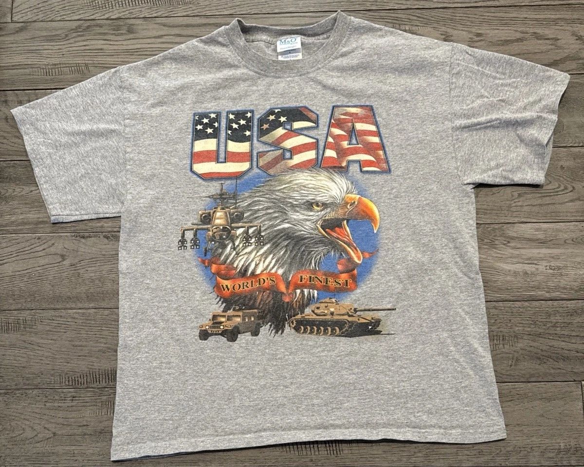 VTG Gray USA Worlds Finest Shirt Large M & O Knits Heavyweight