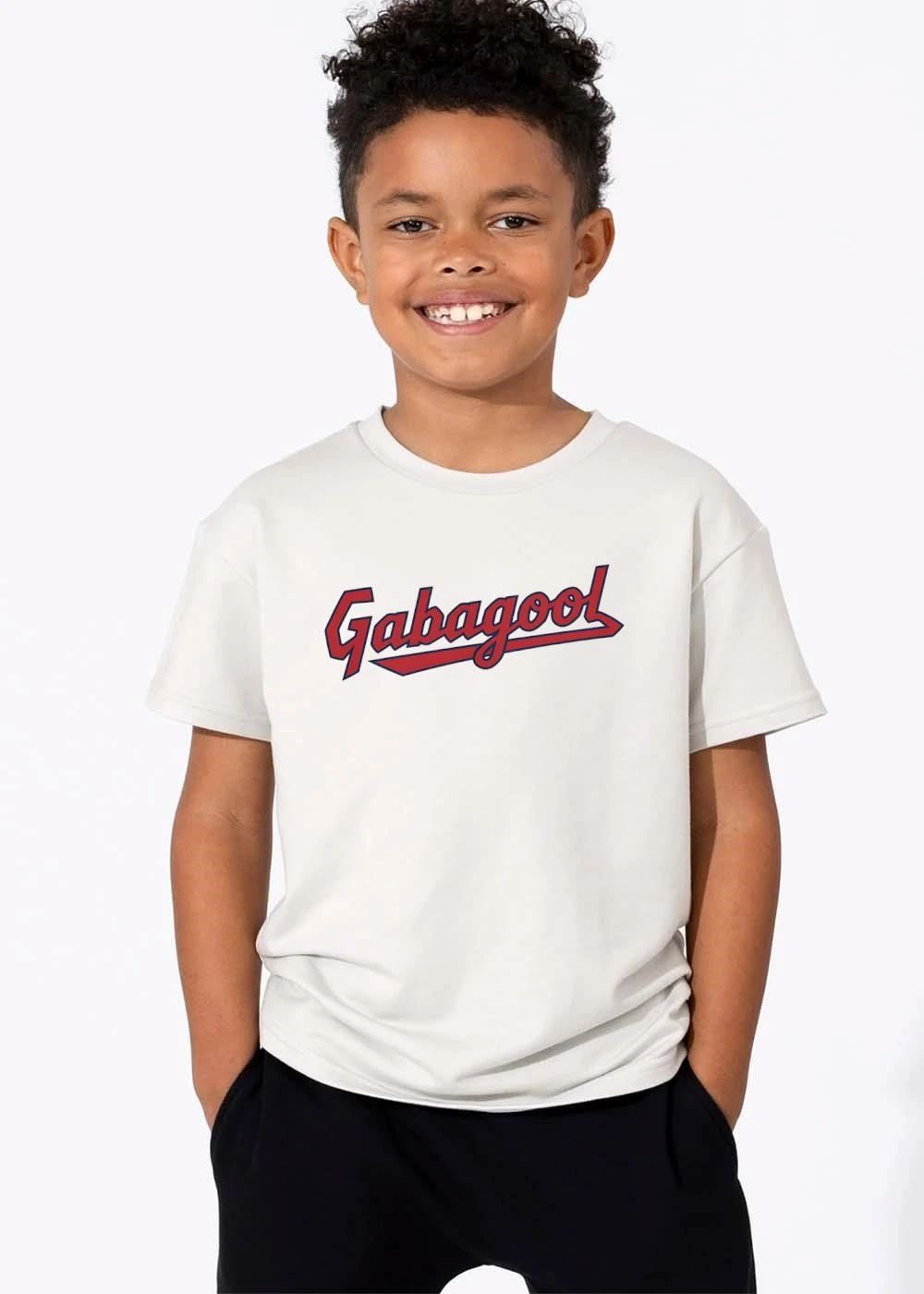 Gabagool Red And Navy Blue Baseball Script Text With Underline Swoosh shirt
