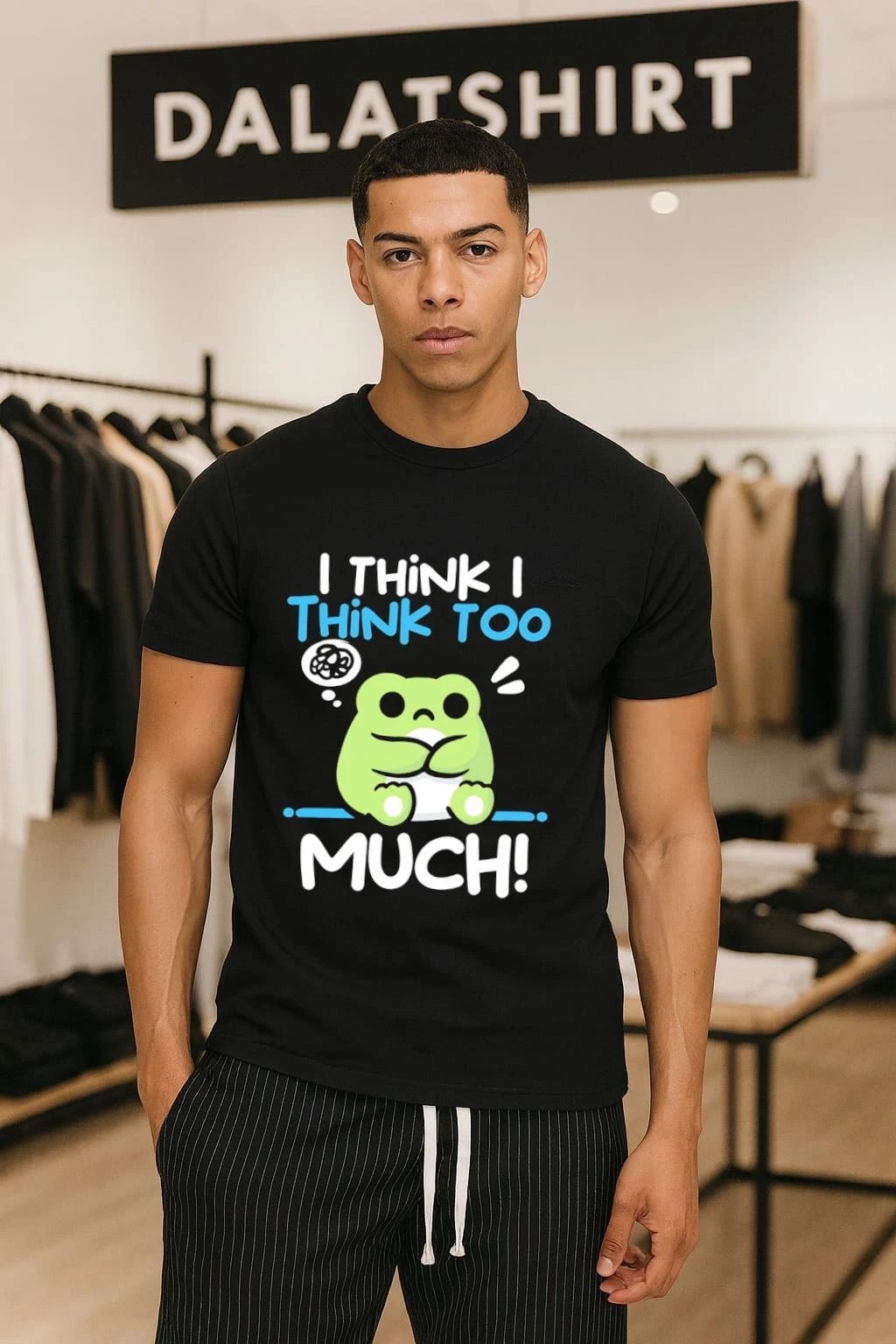 Overthinking frog anxiety stress mental health introvert humor I think I think too much shirt