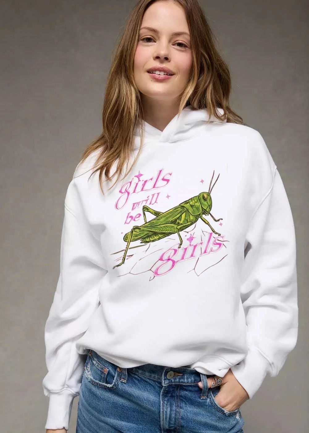 Girls Will Be Green Grasshopper Pink Sparkles Illustration shirt