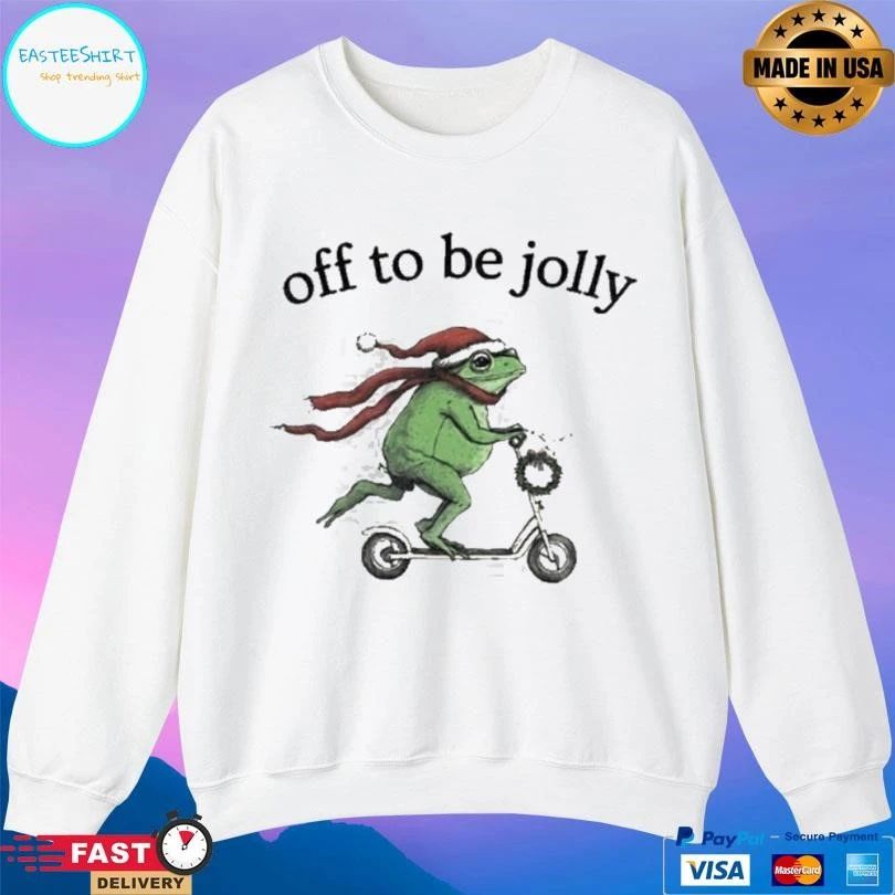 Silly Frog Scooter Meme Off To Be Jolly Merry Christmas 2025 T-shirts